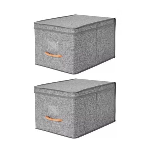 Rebajas - Pack 2 Cajas Organizadoras Plegable Grandes Con Tapa De Lino