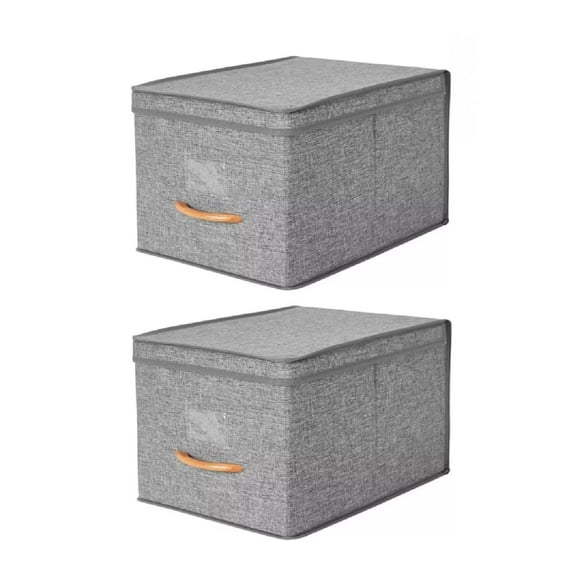 Pack 2 Cajas Organizadoras Plegable Grandes Con Tapa De Lino