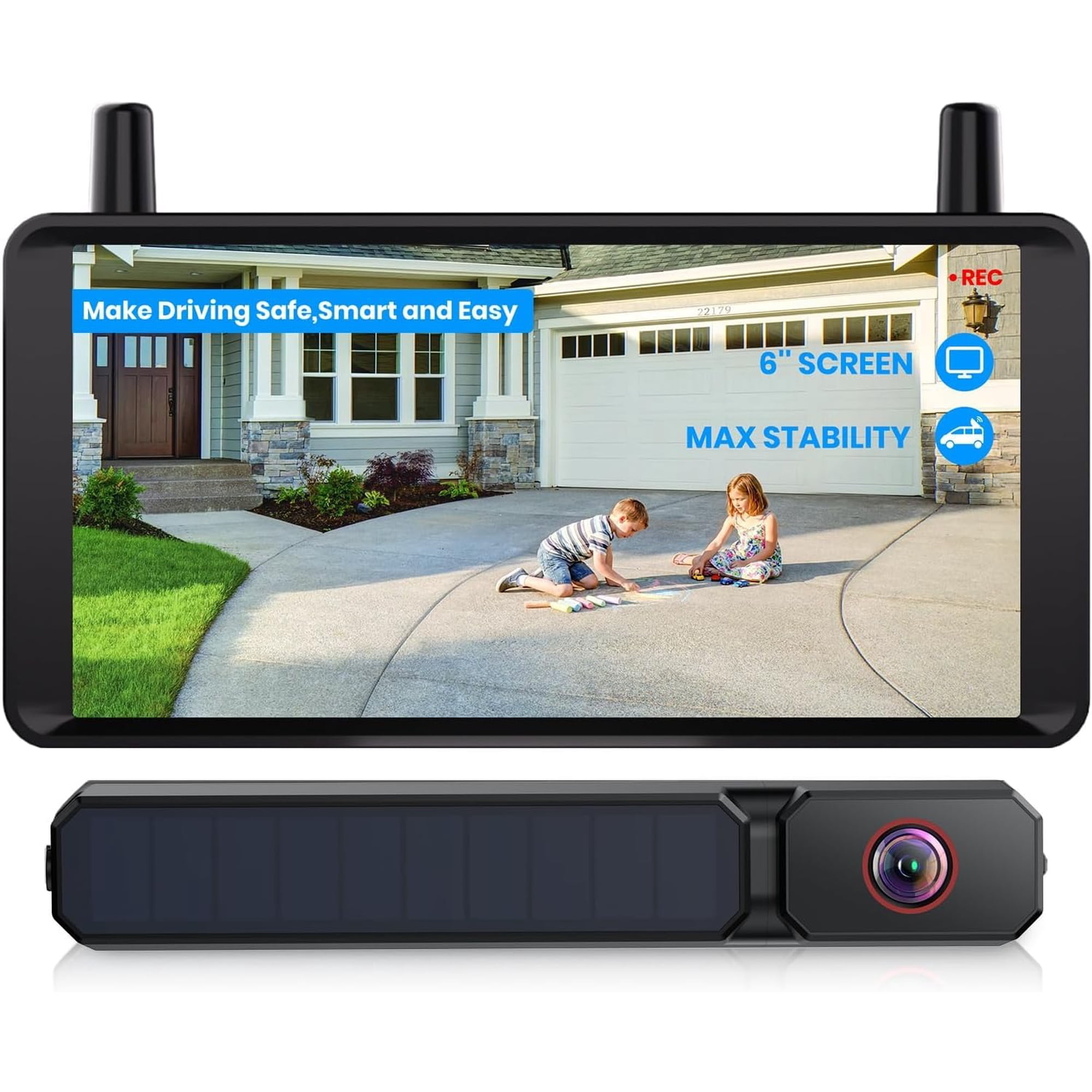 Cámara De Respaldo Solar Inalámbrica Auto-vox, Monitor Hd 1080p De 6 Pulgadas