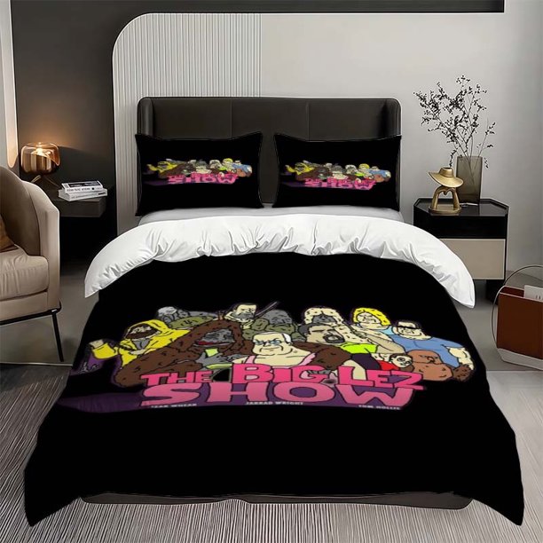 3pcs Absurd Animated Series Poster Themed Bedding Set Duvet Cover and Pillowcase Set Soft and Comfortable