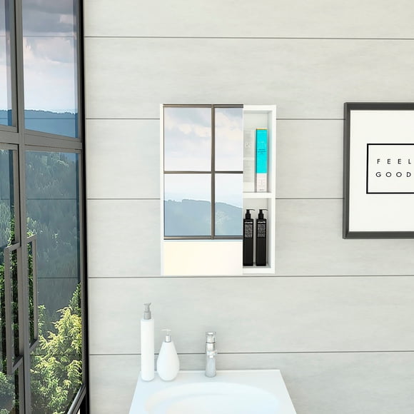Botiquin Para Baño Labelle 49,7x45x12,5 Cm Blanco Con Espejo