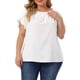 thumbnail image 1 of Agnes Orinda Blusa de Verano para Mujer Talla Grande de Trabajo con Mangas Cortas Plisadas Cuello Redondo Mangas de Tulipán 5X Blanca, 1 of 6