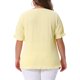thumbnail image 3 of Agnes Orinda Blusas de Mujer Talla Grande para Escuela o Universidad, Cuadros Gingham, Escote Corazón, Manga Corta Abullonada, Decoración de Botones, Verano, Estilo Años 50, 1X Amarillo Claro, 3 of 6
