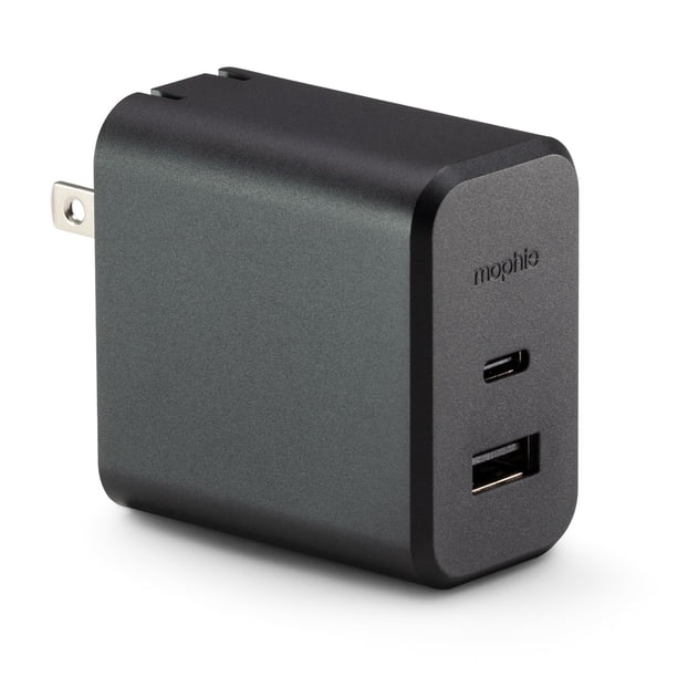 Bloque cargador USB C Mophie GaN de 60 W con puerto USB A, cargador de pared rápido para iPhone, iPa