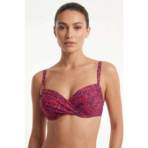 Bikini estilo sostén torcido copa c animal print brillante Talla 44