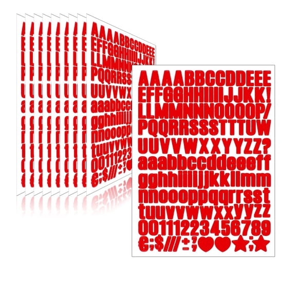 Letras adhesivas Llewyn 1550 piezas impermeables de 1,3 cm rojas