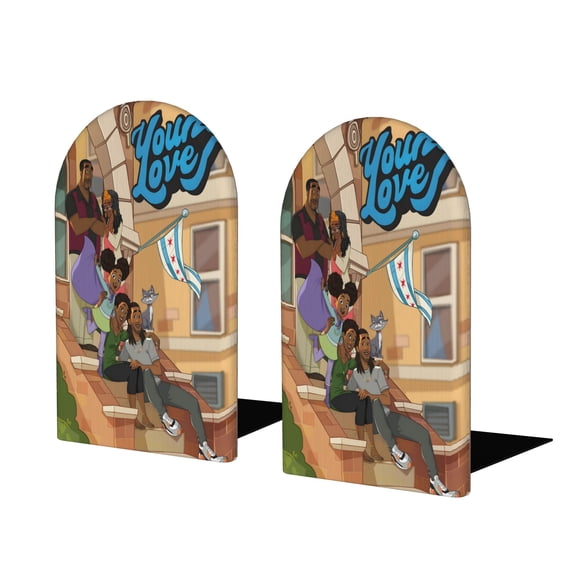 Amor Joven Sujetalibros decorativos temáticos, tope para estantería con base antideslizante, uso dual para hogar y oficina - 2 piezas
