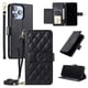 thumbnail image 1 of Funda tipo billetera FOXDOCK para iPhone 15 Pro Max – Tapa abatible con correa para mujer, 1 of 5