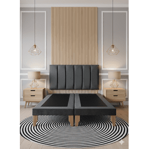 Muebles New - Cama Dos Plaza Lineal Gris Oscuro Felpa