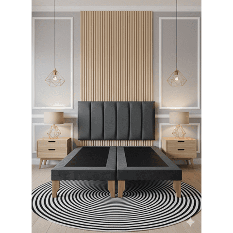 Muebles New - Cama Dos Plaza Lineal Gris Oscuro Felpa