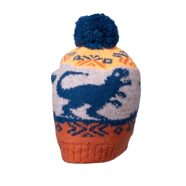 Gorro Bebé Niño Tejido Dinosaurios Naranjo