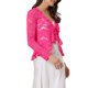 thumbnail image 4 of INSPIRE CHIC Bolero de Encaje Floral para Mujer con Dobladillo Volante, Cárdigan Corto con Lazo Frontal, Ligero para el Verano, Color Rosa Fucsia XS, 4 of 6