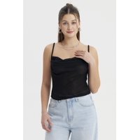 Fashionspark - Polera Mujer Escote Drapeado Negro