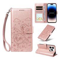 Funda Billetera Foxdock Compatible Con Iphone 14 Pro Max, Diseño Perrito Tierno, Ranuras Para Tarjetas Y Soporte Plegable