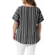 thumbnail image 3 of Agnes Orinda Blusa de Mujer Talla Grande Cuello Redondo Manga Corta a Rayas Elegante Casual Moda Camiseta 4X Negro, 3 of 6
