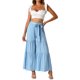 thumbnail image 2 of INSPIRE CHIC Pantalones Boho para Mujer Cintura Alta Elástica Acampanados con Volantes Palazzo Chic Pantalones de Pierna Ancha S Azul Claro, 2 of 6