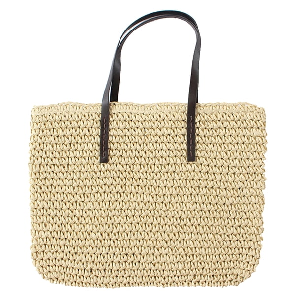 Bolso grande tejido de paja para mujer, bolso de playa hecho a mano, bolso de hombro, bolso de mano de paja