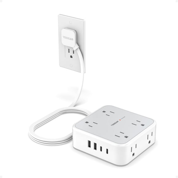 Regleta TESSAN 8 Enchufes 4 USB 1.5m Protección 900J
