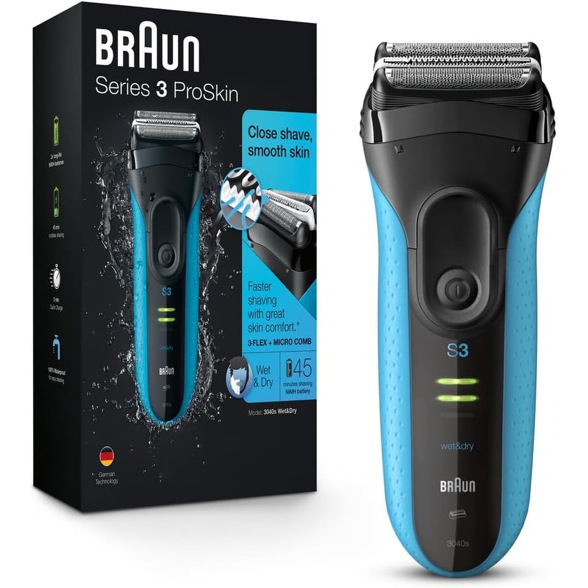 Afeitadora Braun Series 3 3040blk Wet Dry Trimmer