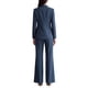 thumbnail image 3 of INSPIRE CHIC Conjunto de Traje de Pantalón de 2 Piezas para Mujer, Blazer de Doble Botonadura de Manga Larga, Pantalones Grandes Azul Marino, 3 of 5