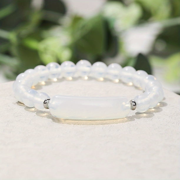 1pc Natural Semi-Precious Stone Rectangular Body Energy Yoga Bracelet
