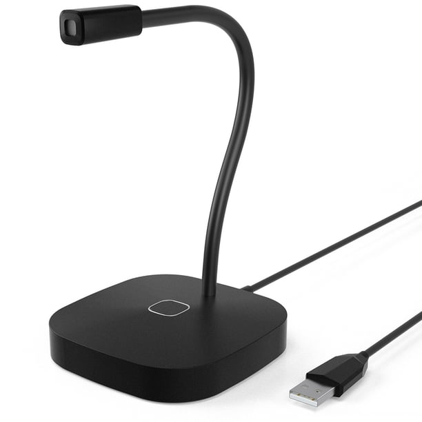 Micrófono de computadora, micrófono de cuello de cisne de escritorio, botón de silencio con indicador LED, micrófono USB para Windows y Mac, ideal para juegos, streaming de YouTube