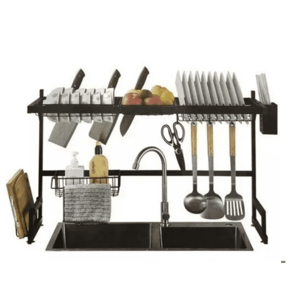 Genérico - Escurridor Organizador Multifuncional Sobre Lavaplato-rack De Acero Ajustable De 2 Niveles De 85cm