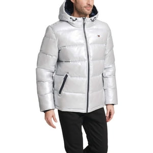 Chaqueta Tommy Hilfiger Classic Con Capucha Acolchada Para Hombre, Color Gris