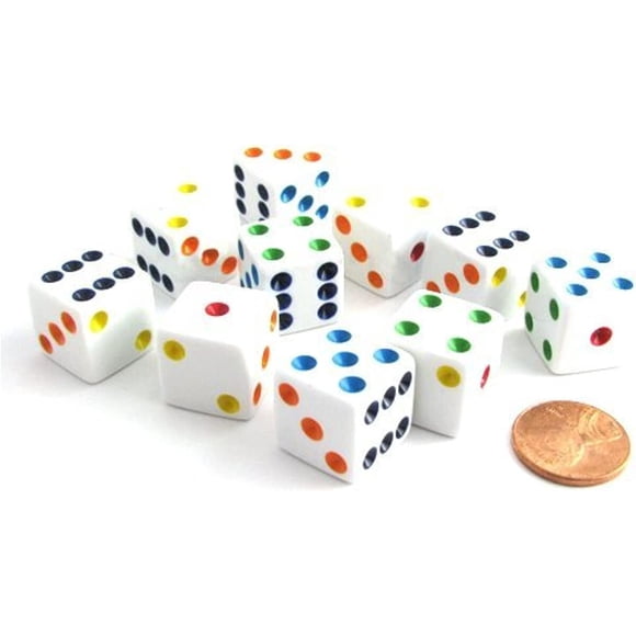 Dados D6 Koplow estándar, 10 unidades, 16 mm