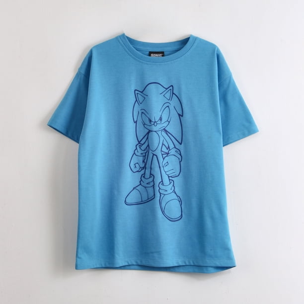 Polera Manga Corta Niño Sonic Estampado Celeste