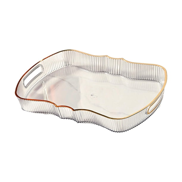 Bandeja acrílica para servir, bandeja de almacenamiento de cosméticos, bandeja de tocador para baño, cafetería, bandeja de comida para dormitorio, Hot Blanco L