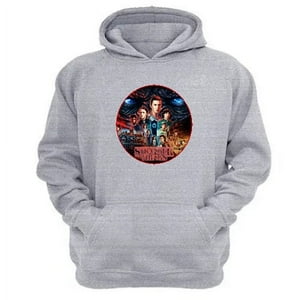 Genérico - Polerón Canguro Stranger Things Gris Claro Talla Xs Unisex