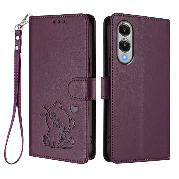 Funda de Gato tipo Libro para Samsung Galaxy S25 Edge, Morado Oscuro