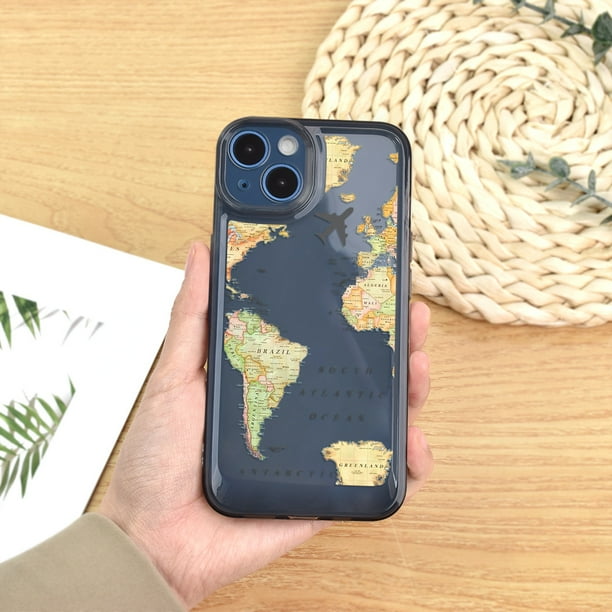 Map Transparent Black Lens All-inclusive Mobile Phone Case Is Suitable For Iphone14ProMax/14Plus/14Pro/14,iphone13ProMax/13MINI/13Pro/13,iphone12ProMax/12MINI/12Pro/12,iphone11ProMax/11Pro/11/XSMAX/X/