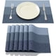 thumbnail image 1 of XmhyTop Juego de 6 Manteletes Individuales para Mesa, Hechos de PVC Resistente, Antideslizantes y Termorresistentes, Ideal para Hogares, Restaurantes y Cocinas, Estilo W, 45*30cm, Azul, 1 of 5