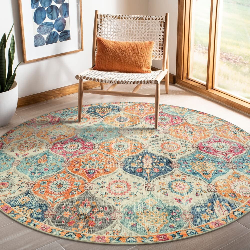 Alfombra Lahome Moroccan Trellis De 150 Cm, Lavable, Color Crema