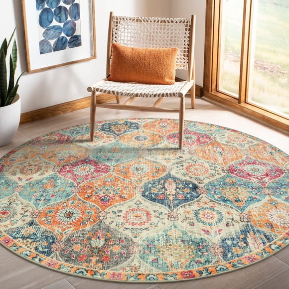 Alfombra Lahome Moroccan Trellis de 150 cm, lavable, color crema