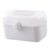 Magideal - Contenedor De Almacenamiento De Medicamentos Portátil Con Bandeja Plegada, Tapa , Organizador De Estuche De Primeros , M Blanco