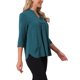 thumbnail image 4 of INSPIRE CHIC Tops de Mujer con Manga 3/4 Cuello en V Blusas Plisadas de Trabajo Elegantes Casual Modernas de Verano S Azul Pavo Real, 4 of 6