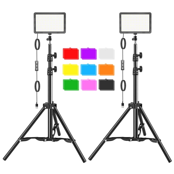 Kit de luces LED para vídeo Hagibis Studio con 18 filtros de color, 2 unidades