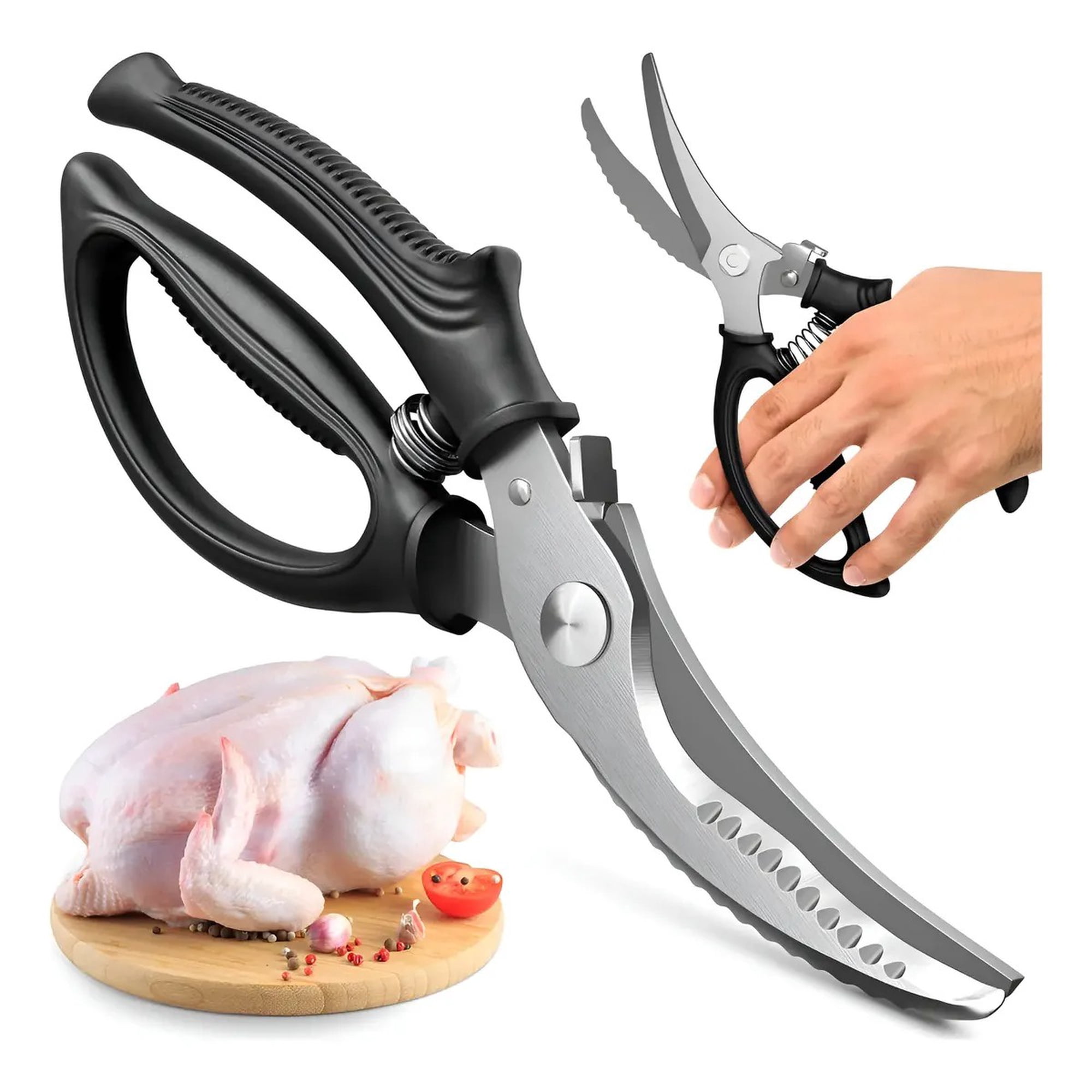 Genérica - Tijeras De Cocina Multiusos, Resistentes Y Aptas Para Lavavajillas, Para Pollo, Aves, Pescado, Carne Y Hierbas, Con Empuñaduras Antideslizantes
