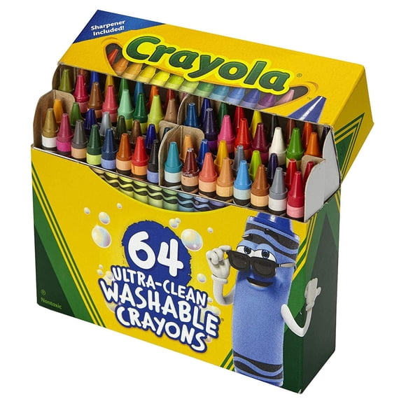 Crayones Crayola Ultra Clean, lavables, 64 unidades, con afilador