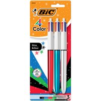 Bolígrafo Retráctil Pen Bic 4 Color Shine De 1 Mm, 3 Unidades