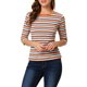 thumbnail image 1 of INSPIRE CHIC Camiseta Básica Ajustada de Mujer con Mangas al Codo Cuello Redondo Regreso a Clases Camiseta Casual Estampada Multicolor Blanco XS, 1 of 8