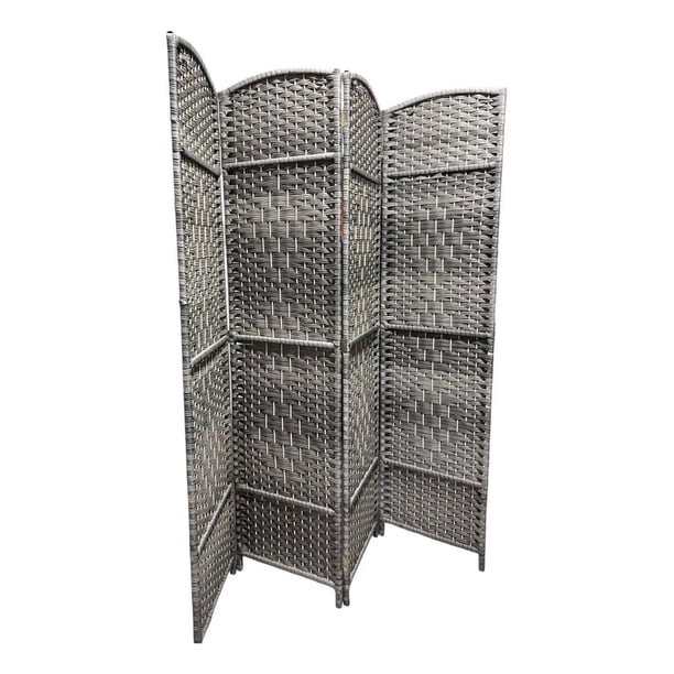 Biombo De Madera Resistente 4 Paneles Completo 200x180cm gris