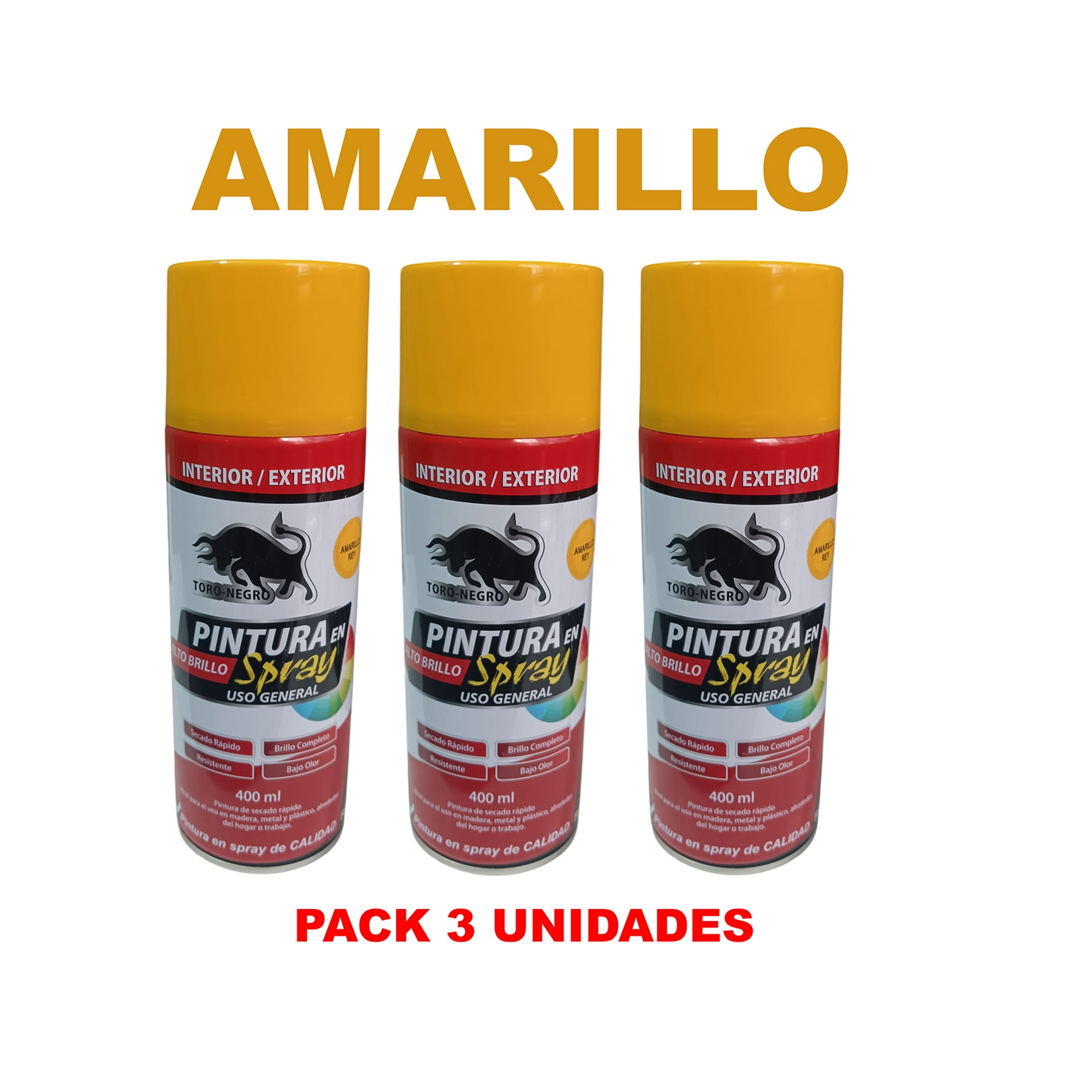 Toro Negro - Pintura En Spray Pack 3 Unidades Color Amarillo