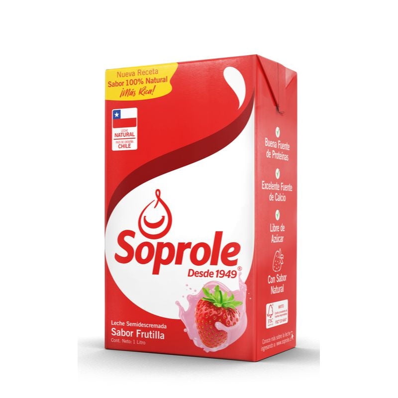Leche Semidescremada Frutilla 1 L Soprole