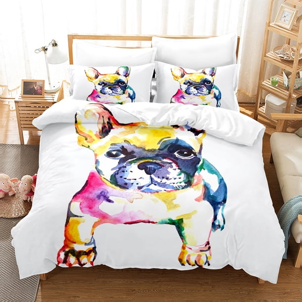Cute dog Bedding Set Pet dog Bed Set Aldult Kid Bedroom Duvetcover Sets 3