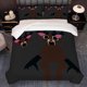 thumbnail image 1 of 3pcs Bedding Set Featuring Exaggerated Expressions And a Korean-Style Design with Forest Themes Includes a Duvet Cover And Two Pillowcases, 1 of 5