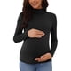 thumbnail image 1 of INSPIRE CHIC Camisetas de Maternidad para Mujeres de Manga Larga Térmica Cuello Alto Capa Base Otoño Invierno Tops de Embarazo Ropa de Mamá L Negro, 1 of 6